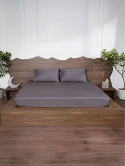 BELIHODE - 500 TC, Pure Cotton Solid Fitted King bedsheet witrh 2 pillow cover