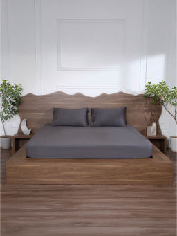 BELIHODE - 500 TC, Pure Cotton Solid Fitted Queen bedsheet witrh 2 pillow cover