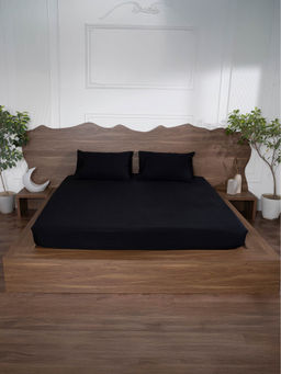 BELIHODE - 500 TC, Pure Cotton Solid Fitted King bedsheet witrh 2 pillow cover
