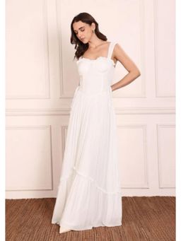 SEORAA - Annette White Georgette Flared Dress