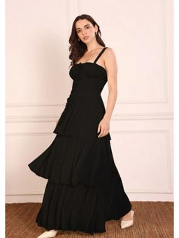 SEORAA - Orelia Black Georgette Flared Dress