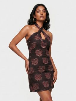 NISHORAMA - Black Veena Halterneck Dress