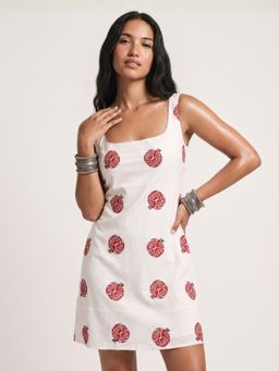 NISHORAMA - White IZY Short Printed Cotton Dress