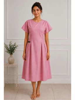 STUDIO MISRI - Pink Cotton Solid Dress