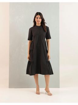 STUDIO MISRI - Black Cotton Solid Dress