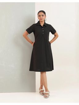 STUDIO MISRI - Black Cotton Solid Dress