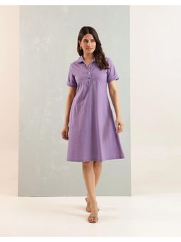 STUDIO MISRI - Purple Cotton Solid Dress