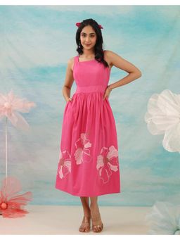 STUDIO MISRI - Pink Cotton Embroidered Dress