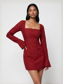 NISHORAMA - Maroon Woven Dress
