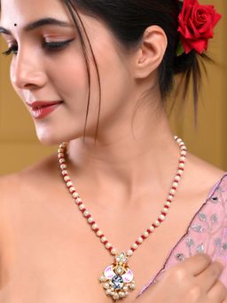 Silvermerc Designs - Pearl Beads Necklace With Kundan Pendant