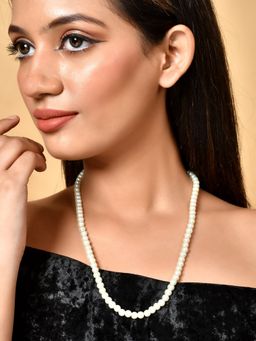 Silvermerc Designs - Classic Pearl Necklace With Gold Clasp White