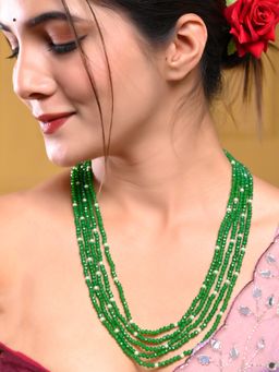 Silvermerc Designs - Five Layer Green Color Crystal Beads Necklace