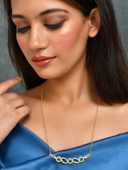 Silvermerc Designs - Gold Plated Long Chain Necklace Green