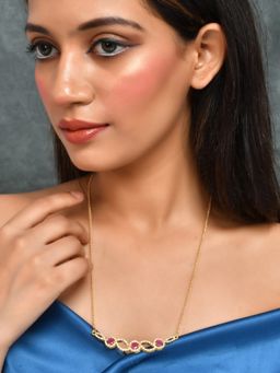 Silvermerc Designs - Gold Plated Long Chain Necklace Pink