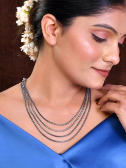 Silvermerc Designs - Women Silver-Toned Layered Chain Necklace Silver