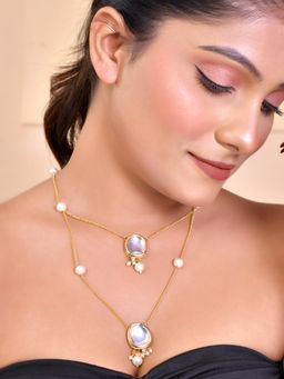 Silvermerc Designs - Trending Gold Tone Kundan Studded Necklace White