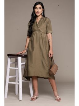 Aarke Ritu Kumar - Olive Green A-line Long Dress