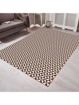 Saral Home - Brown Cotton Anti-Skid Jacquard Carpet -120x180 Cm