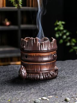 Ekhasa - Ceramic Dhoop Dani Burner with Storage for Home, Puja, Sambrani & Incense