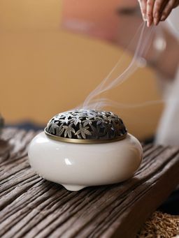 Ekhasa - Ceramic Dhoop Dani Burner for Home, Puja, Sambrani Holder & Incense Oud Burner