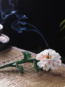 Ekhasa - Ceramic Agarbatti Stand with Ash Catcher, Incense Holder for Pooja & Dhoop