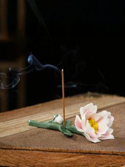 Ekhasa - Ceramic Agarbatti Stand with Ash Catcher, Incense Holder for Pooja & Dhoop