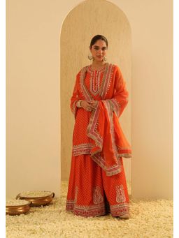 Sheetal Batra - Orange Kurta with Sharara and Dupatta