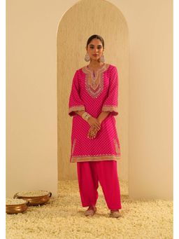 Sheetal Batra - Pink Embroidered Kurta with Salwar and Heavy Dupatta