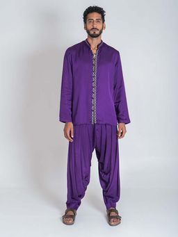 NEORA BY NEHAL CHOPRA - Purple Braid Indo Kurta with Pant