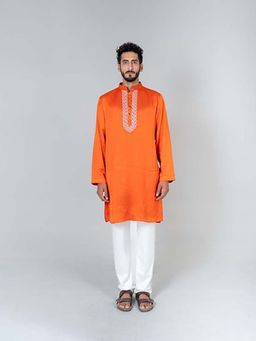 NEORA BY NEHAL CHOPRA - Orange Braid Kurta with Pant
