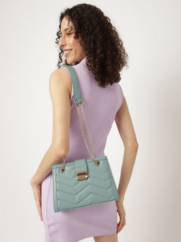 Fastrack - Mint Blue Chevron Quilted Sling Bag (M)