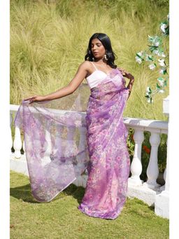 MONK & MEI - Tancy Lavender Pre-Drapped Saree with Stitched Blouse