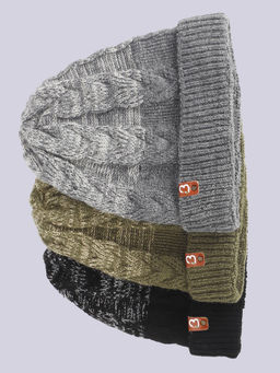 Bharatasya - Pack of 3 Mens Winter Knitted Rib Skull Cap