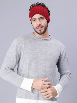 Bharatasya - Mens Winter Rib Knit Ski Headband Ear Warmer Maroon
