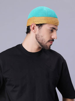 Bharatasya - Mens Knitted Skull Hip Hop Beanie Cap Turquoise