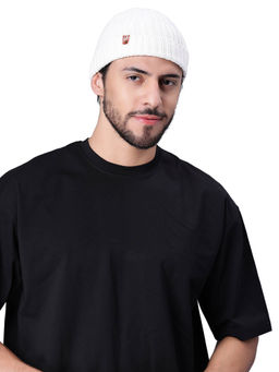 Bharatasya - Mens Knitted Skull Hip Hop Beanie Cap White