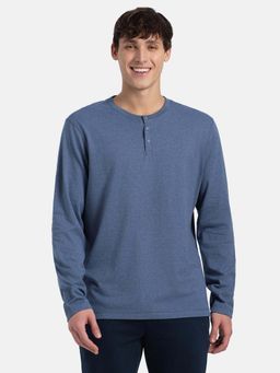 Jockey - Us87 Super Combed Cotton Rich Solid Henley T-Shirt Blue