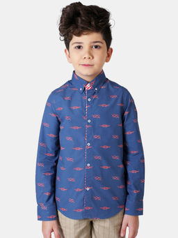 One Friday - Blue Knot Printed Shirt