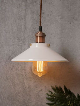 Homesake - White Cone Pendant Copper Hanging Light