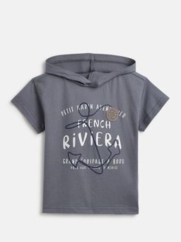 Chicco - Boys Dark Light Blue Printed Short Sleeve T-Shirt