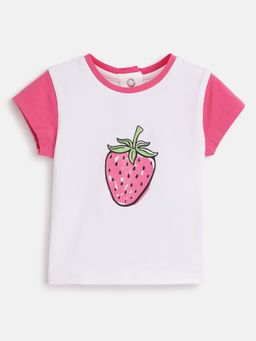 Chicco - Girls White & Pink Printed Short Sleeve T-Shirt