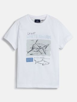 Chicco - Boys White Printed Short Sleeve T-Shirt