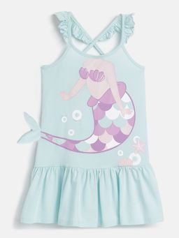 Chicco - Girls Light Blue Printed Sleeveless Dress