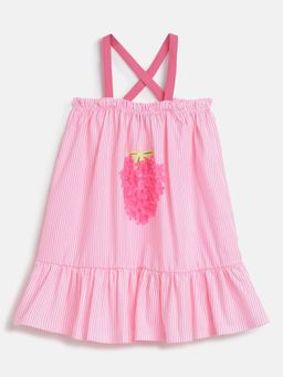Chicco - Girls White & Pink Printed Sleeveless Dress