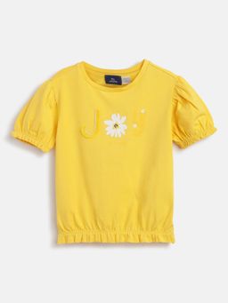 Chicco - Girls Medium Yellow Printed Short Sleeve T-Shirt