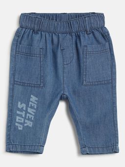 Chicco - Boys Medium Blue Typography Jeans