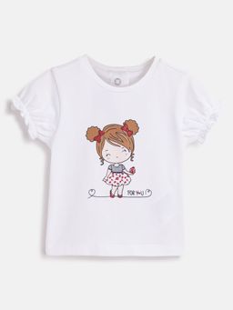 Chicco - Girls White Printed Short Sleeve T-Shirt