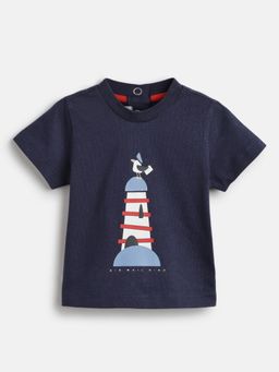 Chicco - Boys Dark Blue Printed Short Sleeve T-Shirt