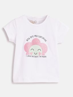 Chicco - Girls White Printed Short Sleeve T-Shirt