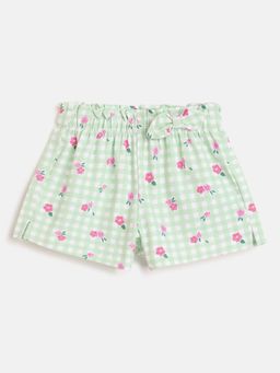 Chicco - Girls Light Green Floral Printed Shorts